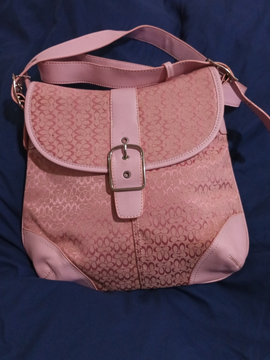 Coach Handbags - Coach Pink Signature Buckle Shoulder Bag
